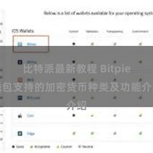 比特派最新教程 Bitpie钱包支持的加密货币种类及功能介绍